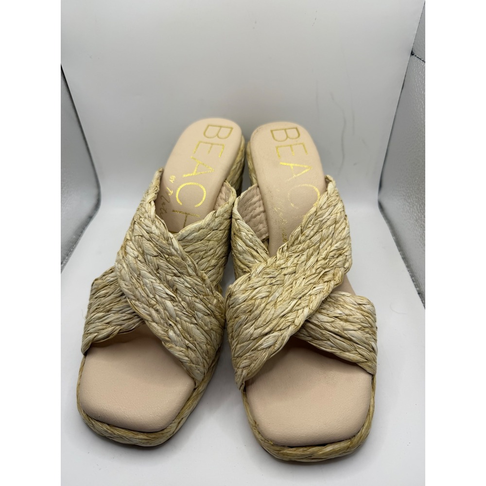 Beach by Matisse Bondi Raffia Wedge Sandals Natural Straw Platform Slides 10M